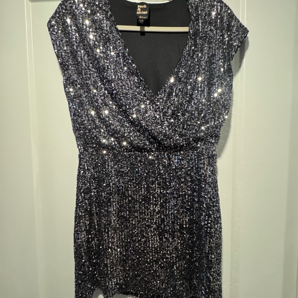 Reitmans Rock & Shine Black Sequined Mini Dress